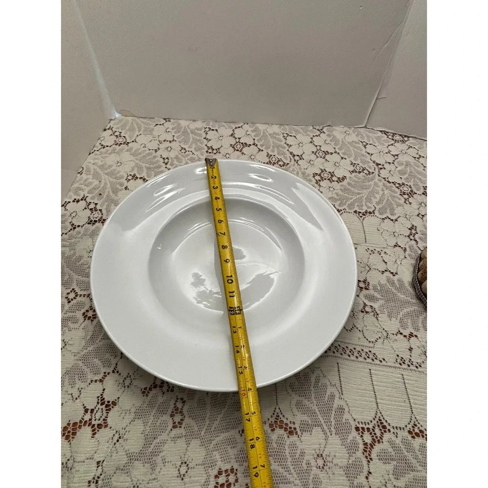 Basic Porcelana White 16 Inch Large‎ Pasta Bowl Rimmed Soup Plate Serving Dish